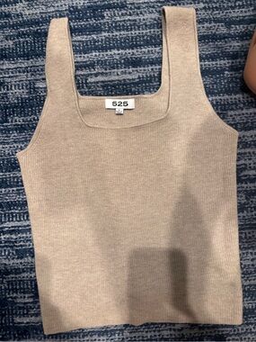 525 America Ribbed Tank Top in Beige